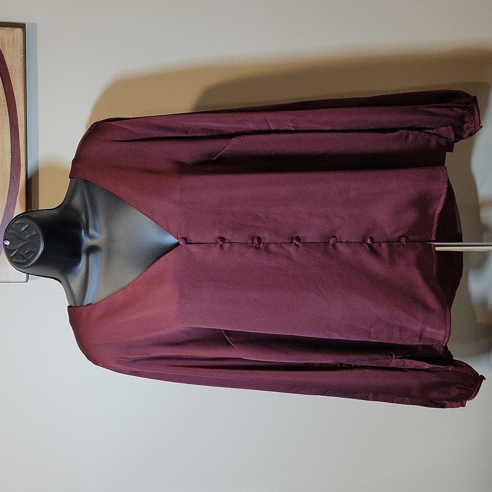 NWT Forever 21+ :  Wine Colored Button Up Blouse   0X